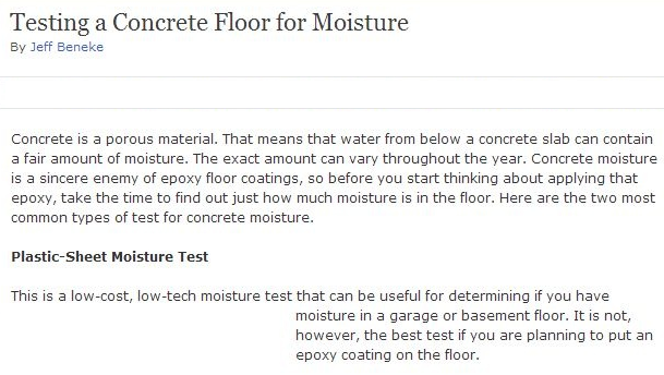 testing a concrete floor for moisture